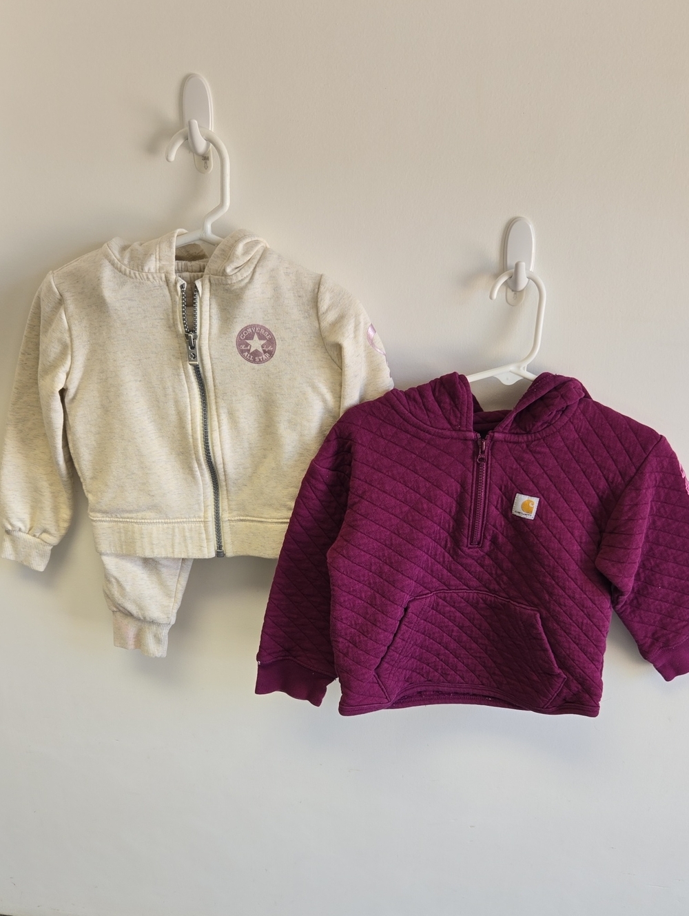 Carhartt Kids Quilted Hoodie in Deep Plum And Converse Sweat Suit